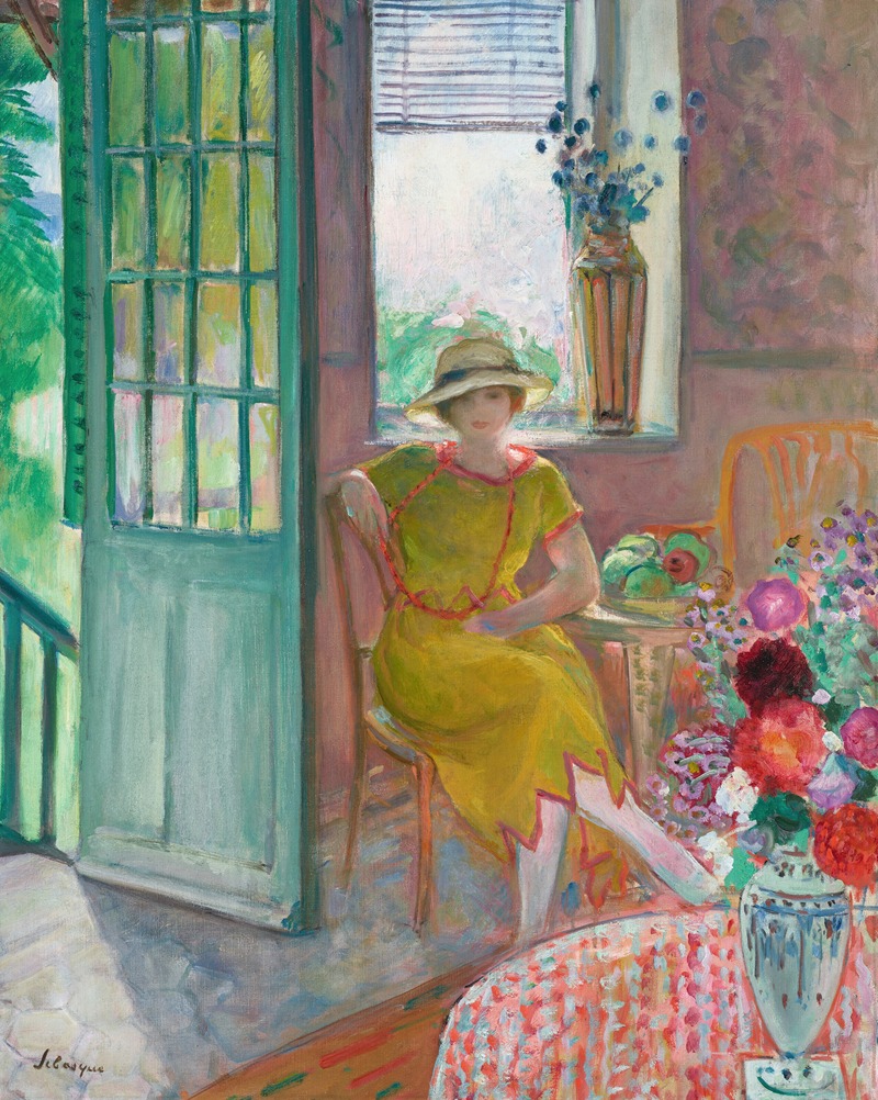 Henri Lebasque - Young woman in a flowery interior
