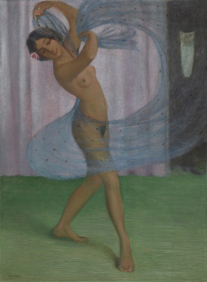 Otto Mueller - Tänzerin mit Schleier, von einem Mann beobachtet