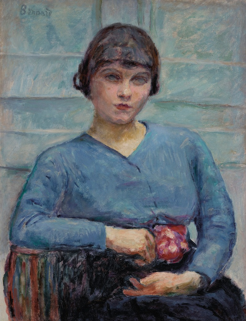 Pierre Bonnard - Jeune fille en bleu, à la rose