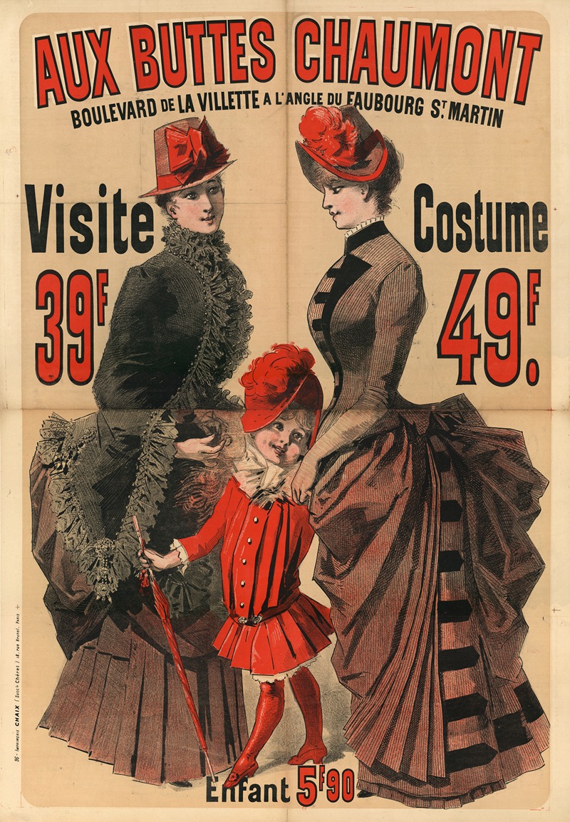 Jules Chéret - Aux Buttes Chaumont. Visite 39f – Costume 49f.