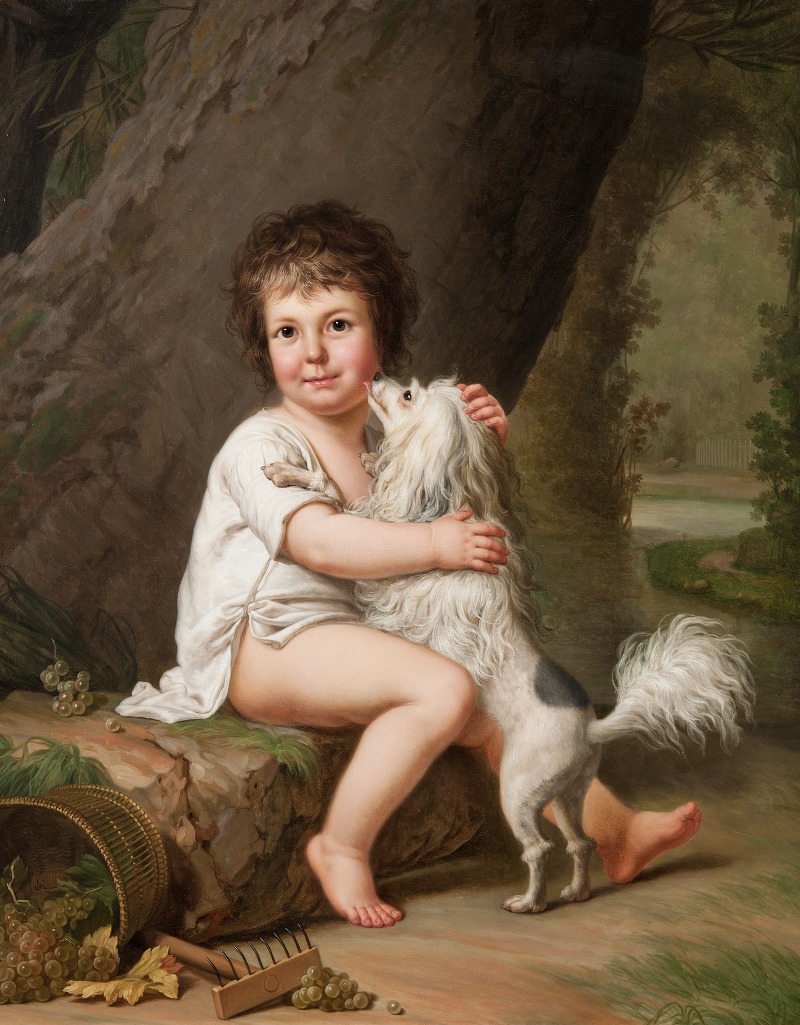 Adolf Ulrik Wertmüller - Portrait of the young Henri Bertholet-Campan (1784-1821) with the dog Aline