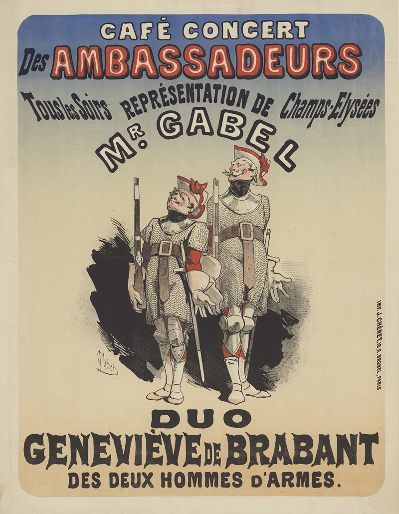 Jules Chéret - Café Concert des Ambassadeurs. M. Gabel. Geneviève de Brabant