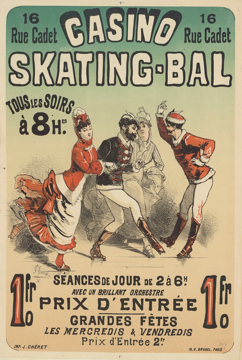 Jules Chéret - Casino 16 rue Cadet, skating-bal… Séances de jour… avec un brillant orchestre…mai 1876