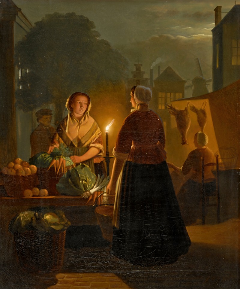 Andreas Franciscus Vermeulen - The vegetable stall at night