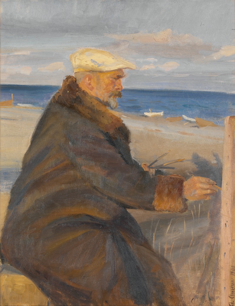 Anna Ancher - Michael Ancher Painting on the Shore
