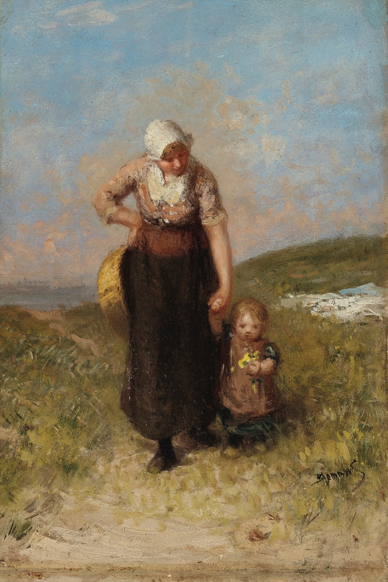 Bernardus Johannes Blommers - Mother and Child Strolling in the Dunes
