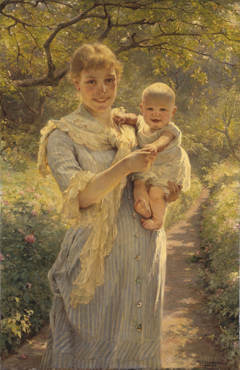 Bertha Wegmann - Young Mother with a Child in a Garden