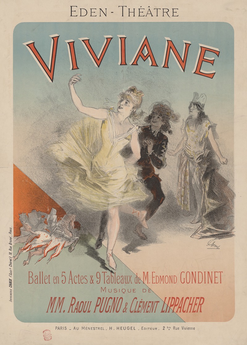 Jules Chéret - Eden Théâtre. Viviane, ballet en 5 actes et 9 tableaux de M. Edmond Gondinet.