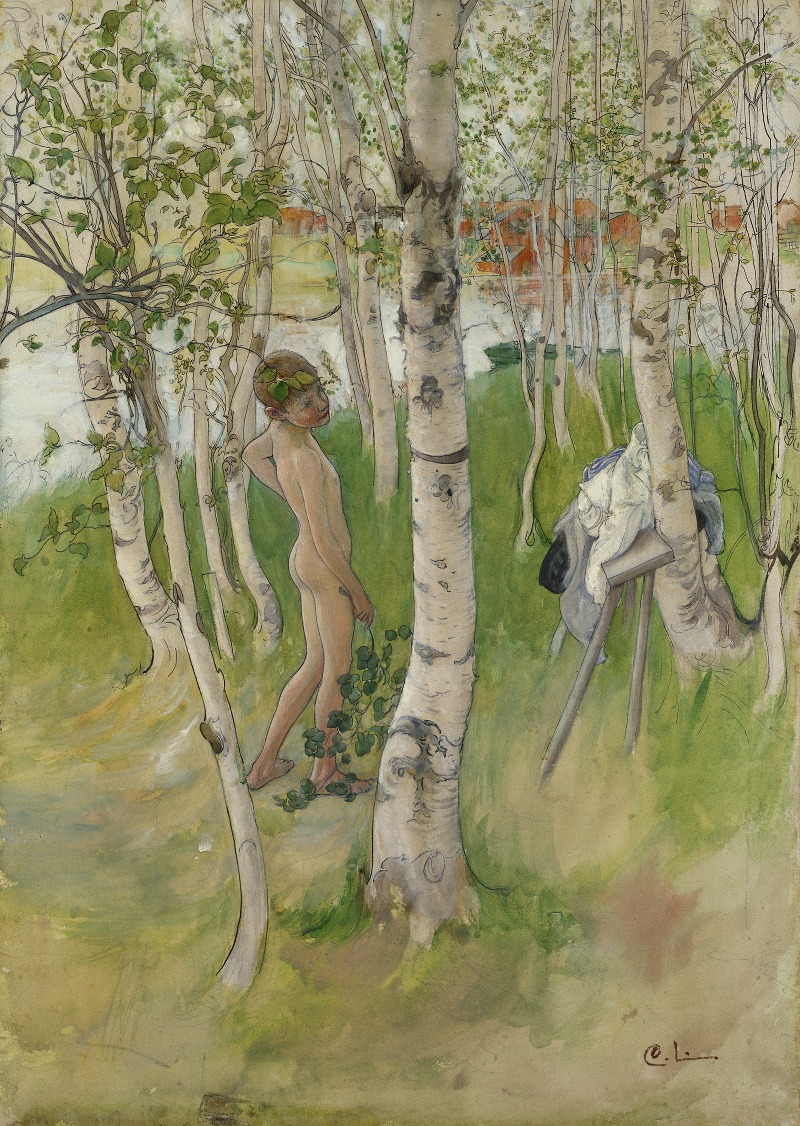 Carl Larsson - Ulf. Nude Boy among Birches