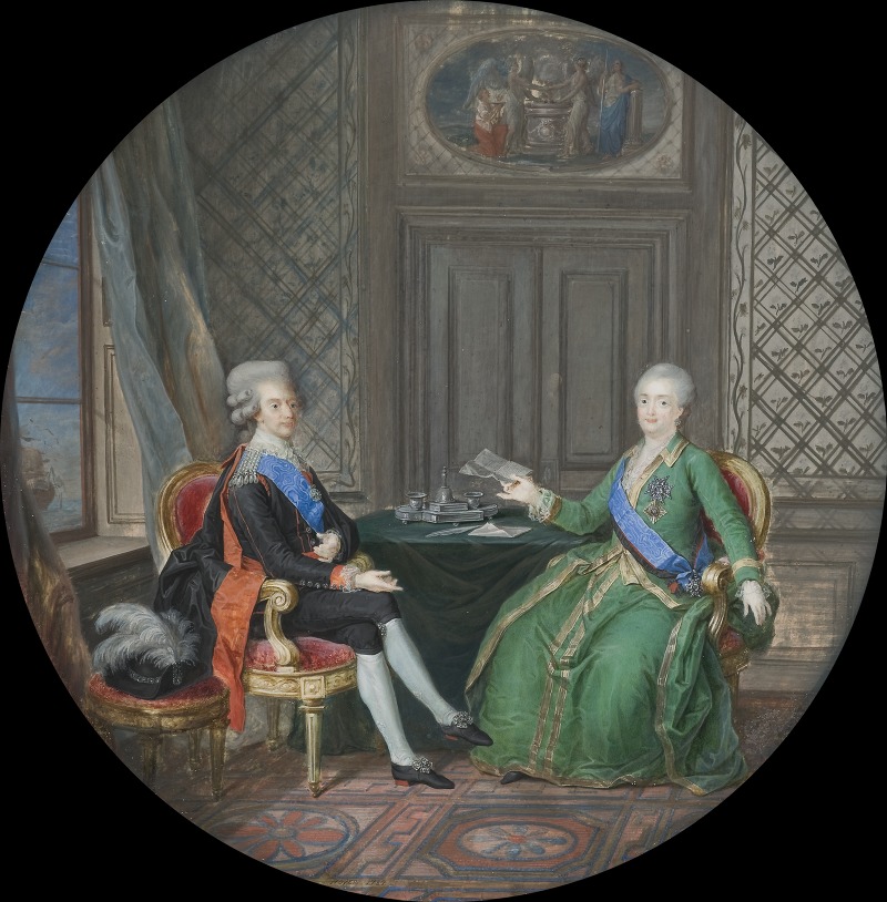 Cornelius Hoeyer - King Gustavus III and Catherine II of Russia in Fredrikshamn