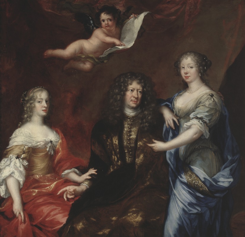 David Klöcker Ehrenstrahl - Bengt horn af Åminne (1623-1678) with his two wives Margaretha Sparre and Ingeborg Banér