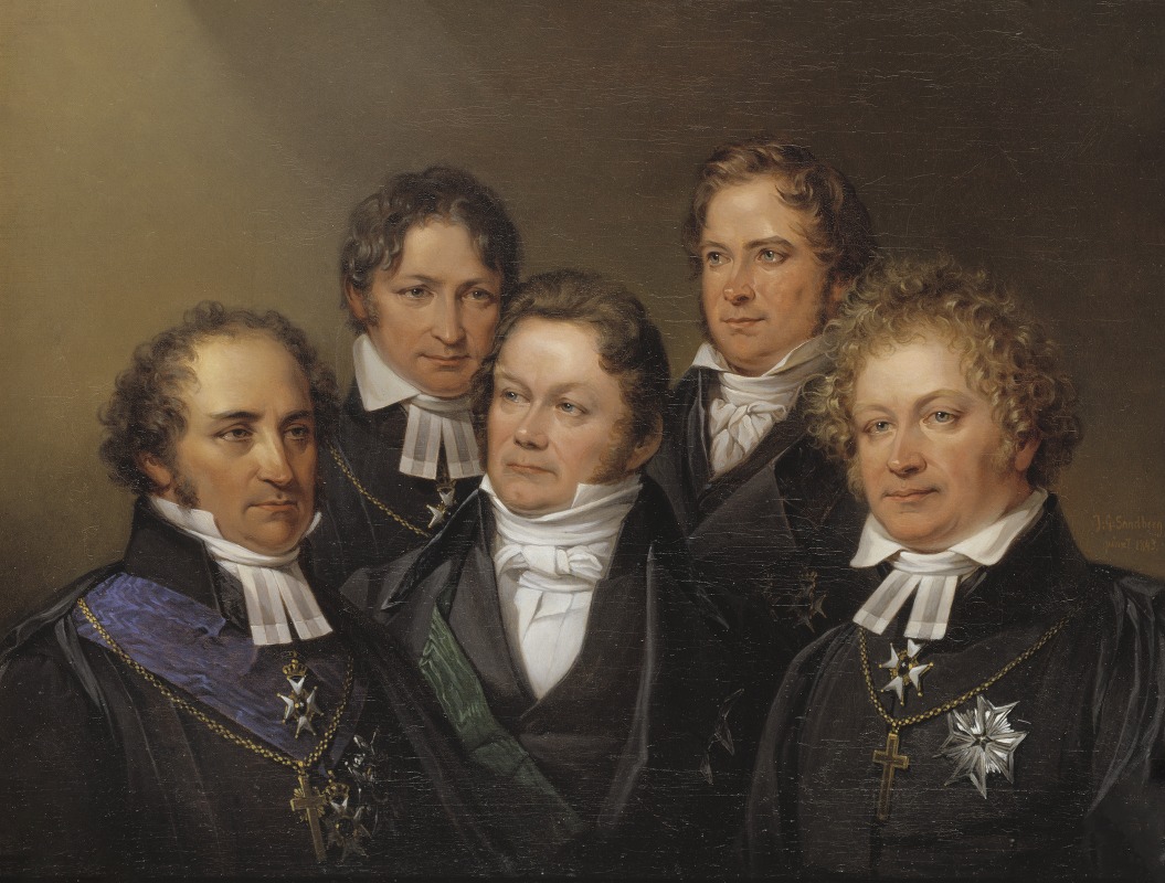Johan Gustaf Sandberg - Johan Olof Wallin, Jöns Jacob Berzelius, Frans Michael Franzén, Erik Gustaf Geijer and Esaias Tegnér