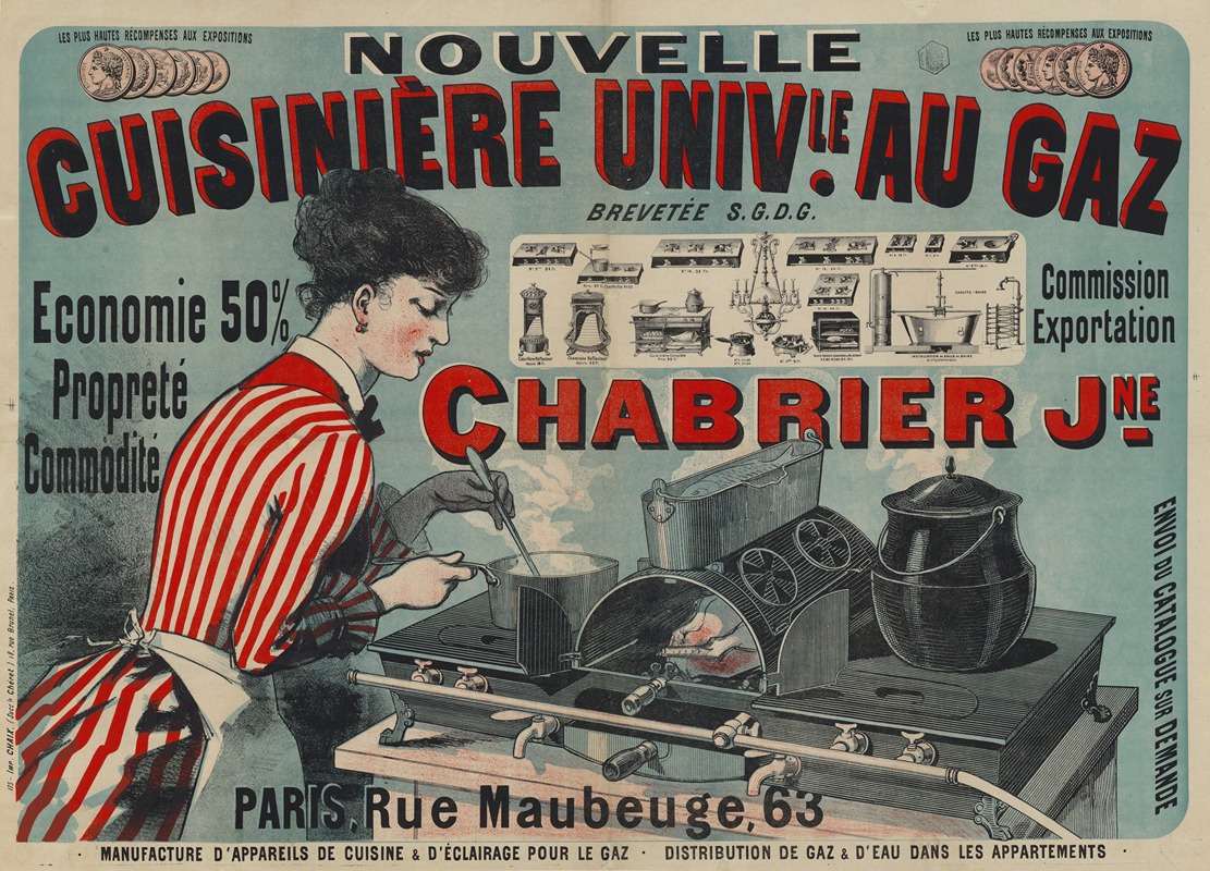 Jules Chéret - Nouvelle cuisinière universelle au gaz Chabrier jeune