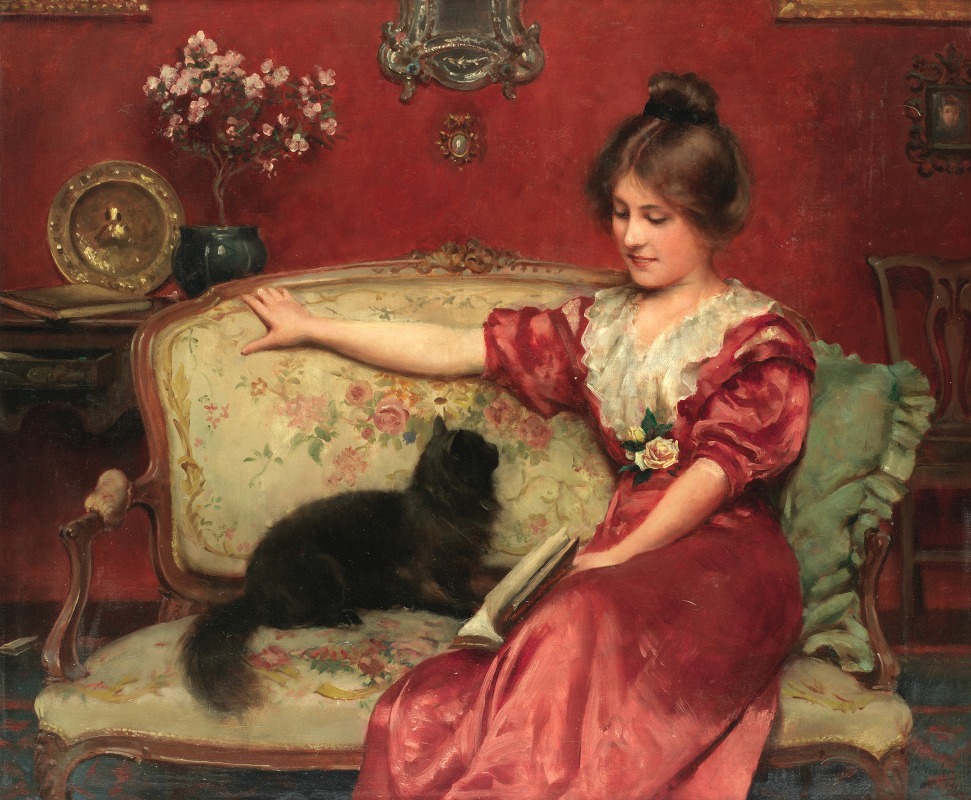 Leo A. Malempre - Femme assise et son chat