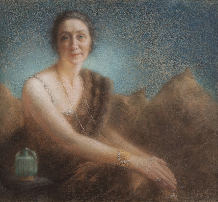 Lucien Lévy-Dhurmer - Elegant woman on a sofa