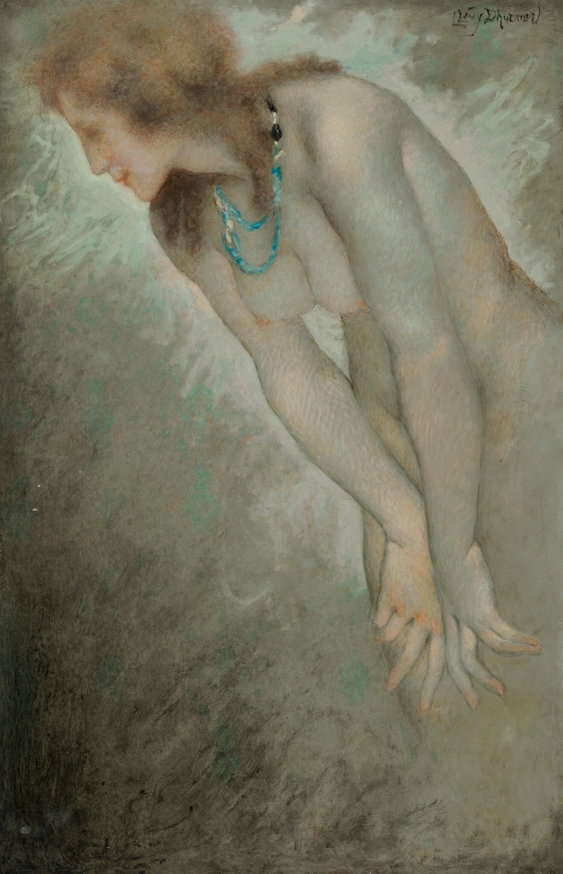 Lucien Lévy-Dhurmer - Femme nue portant un collier