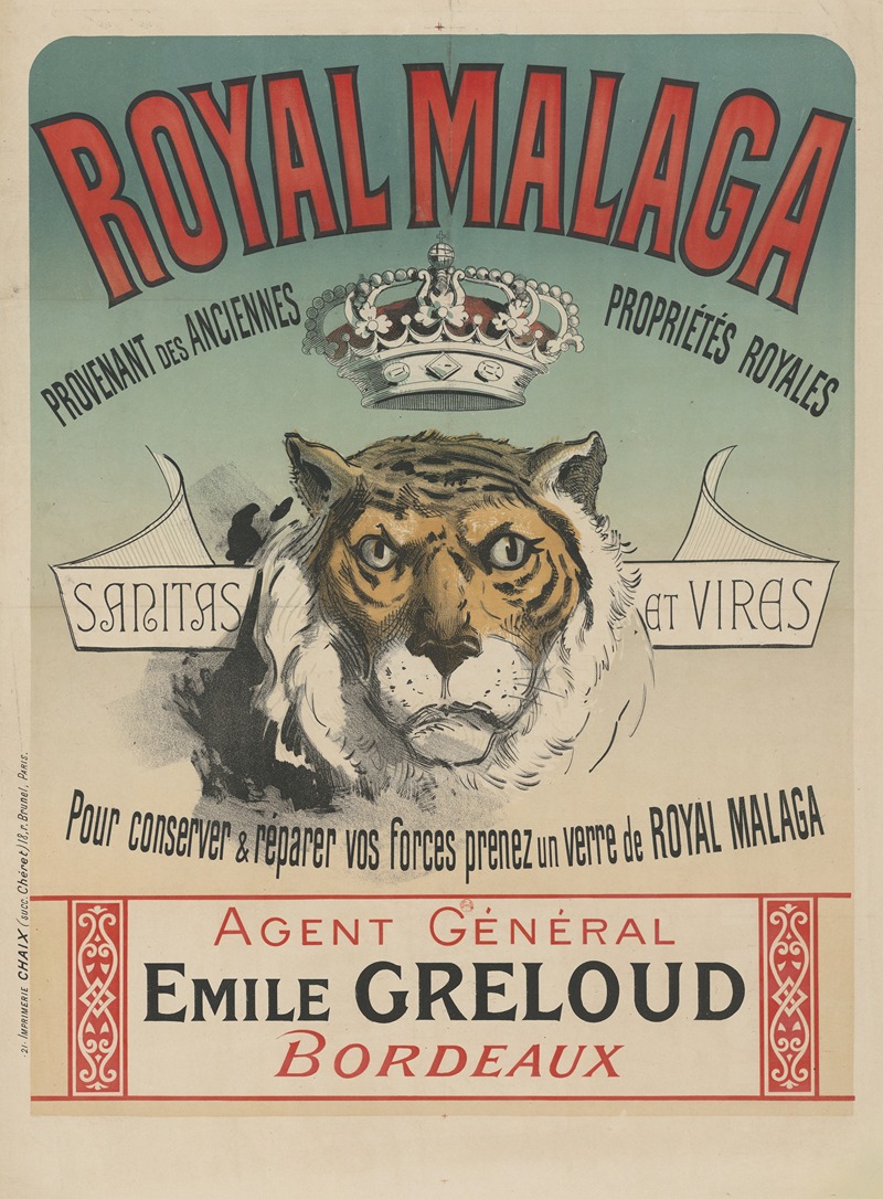 Jules Chéret - Royal Malaga. sanitas et vires. pour conserver & réparer vos forces, prenez un verre de Royal Malaga