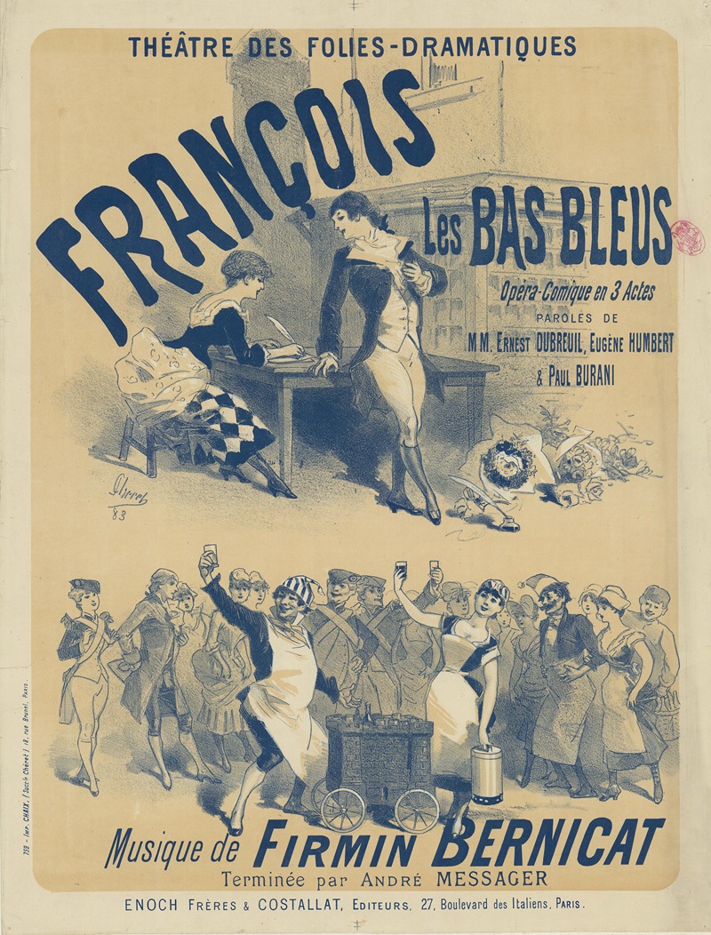 Jules Chéret - Théâtre des Folies-Dramatiques. François les Bas bleus