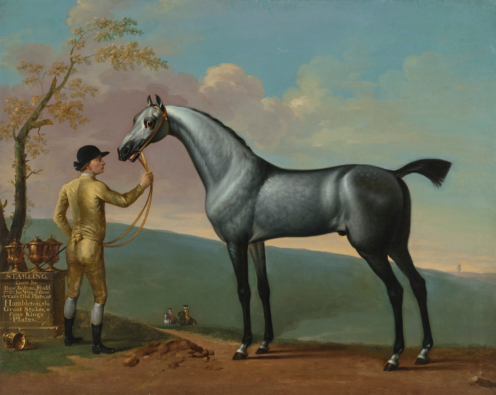 Thomas Spencer - ‘Starling’, a Grey Racehorse, by ‘Bay Bolton’, Held by a Groom, in a Landscape