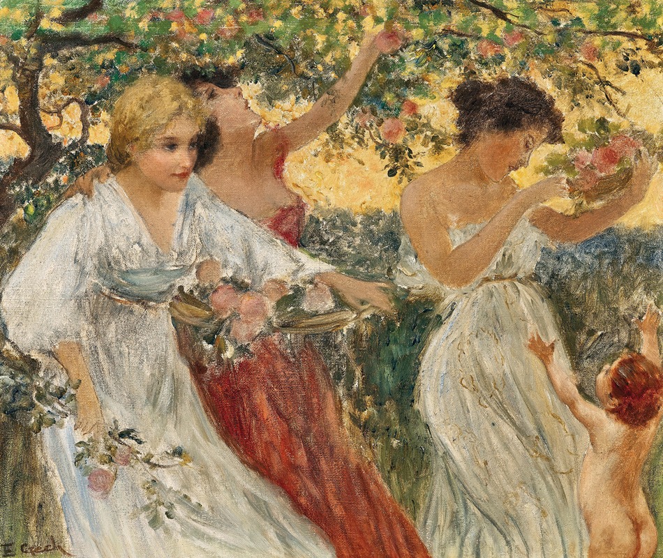 Emil Czech - Three graces under a blossoming tree