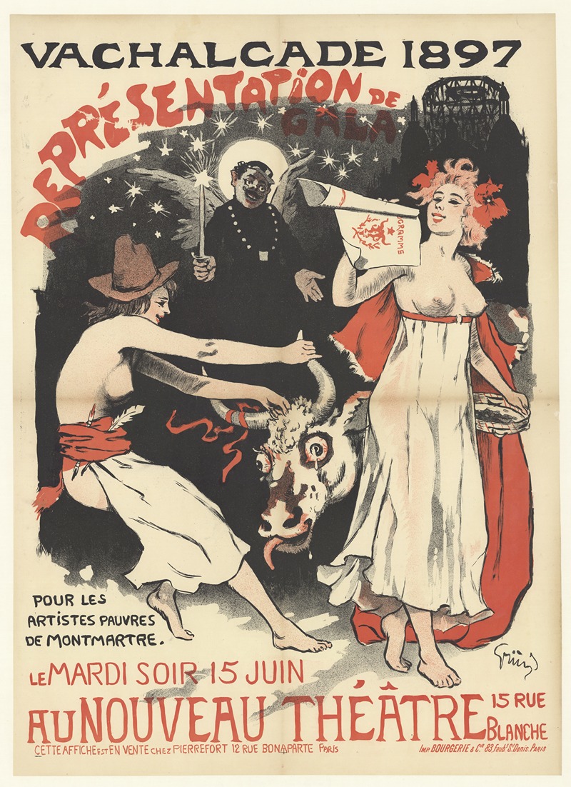 Jules-Alexandre Grün - Vachalcade 1897. Représentation de gala pour les artistes pauvres de Montmartre. au nouveau théatre