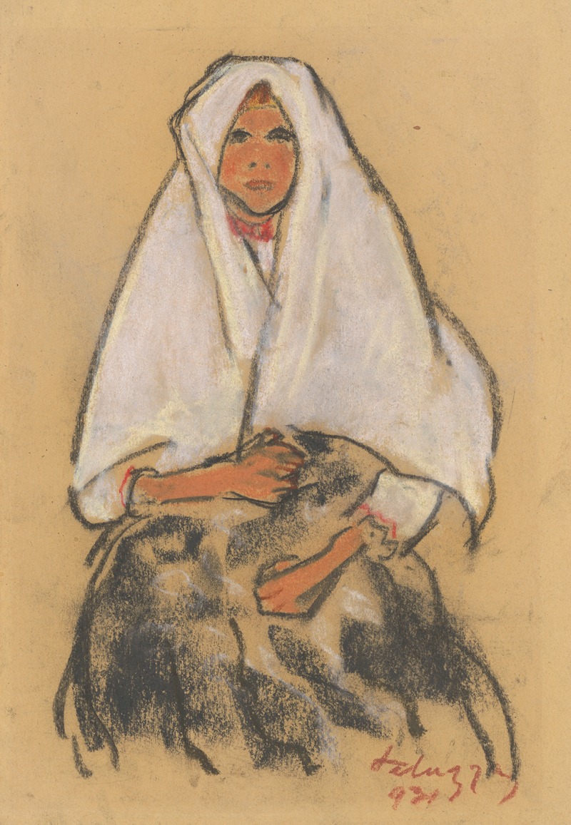 Zolo Palugyay - Girl in a White Scarf