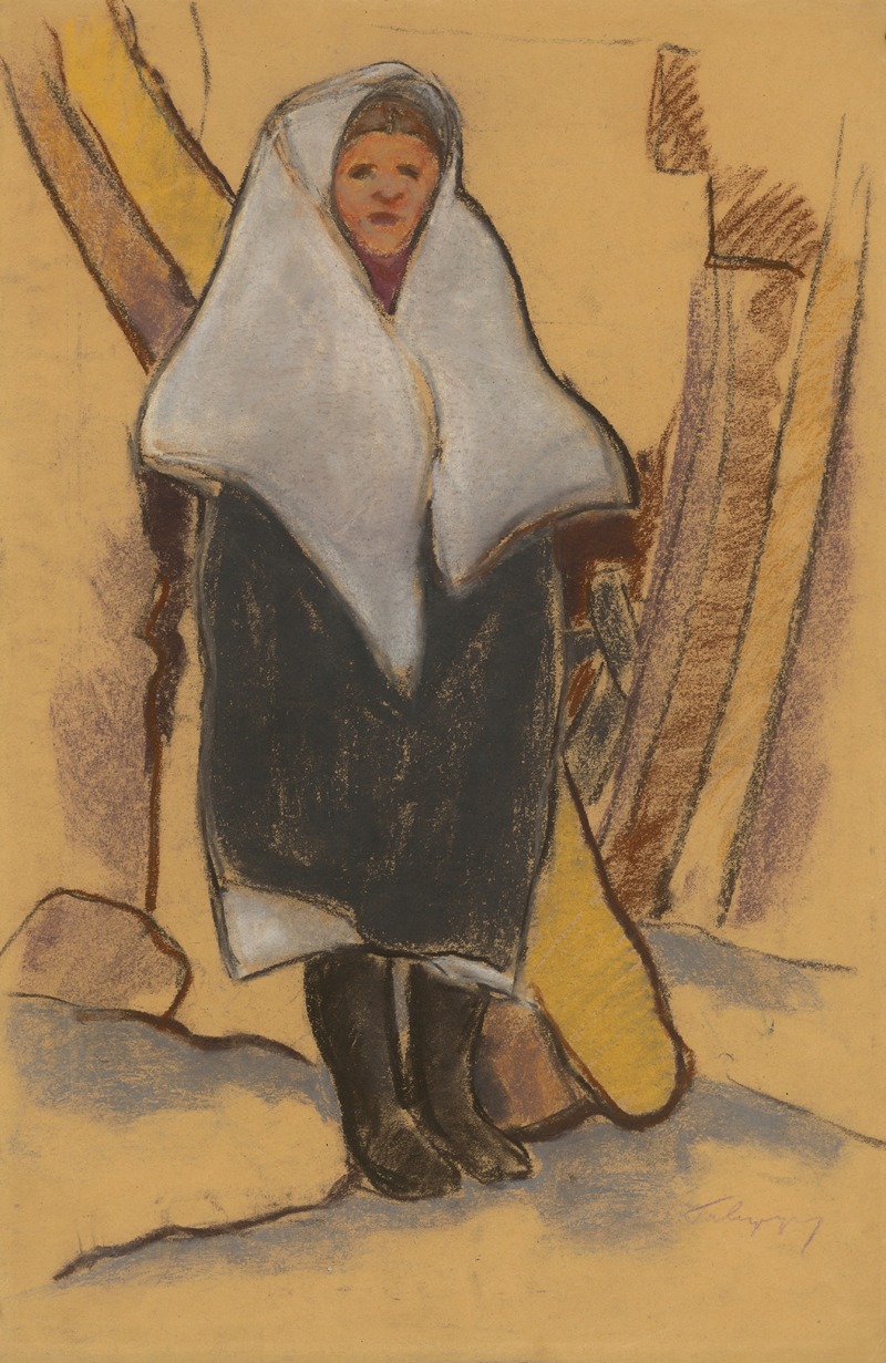 Zolo Palugyay - Girl in a White Woolen Scarf