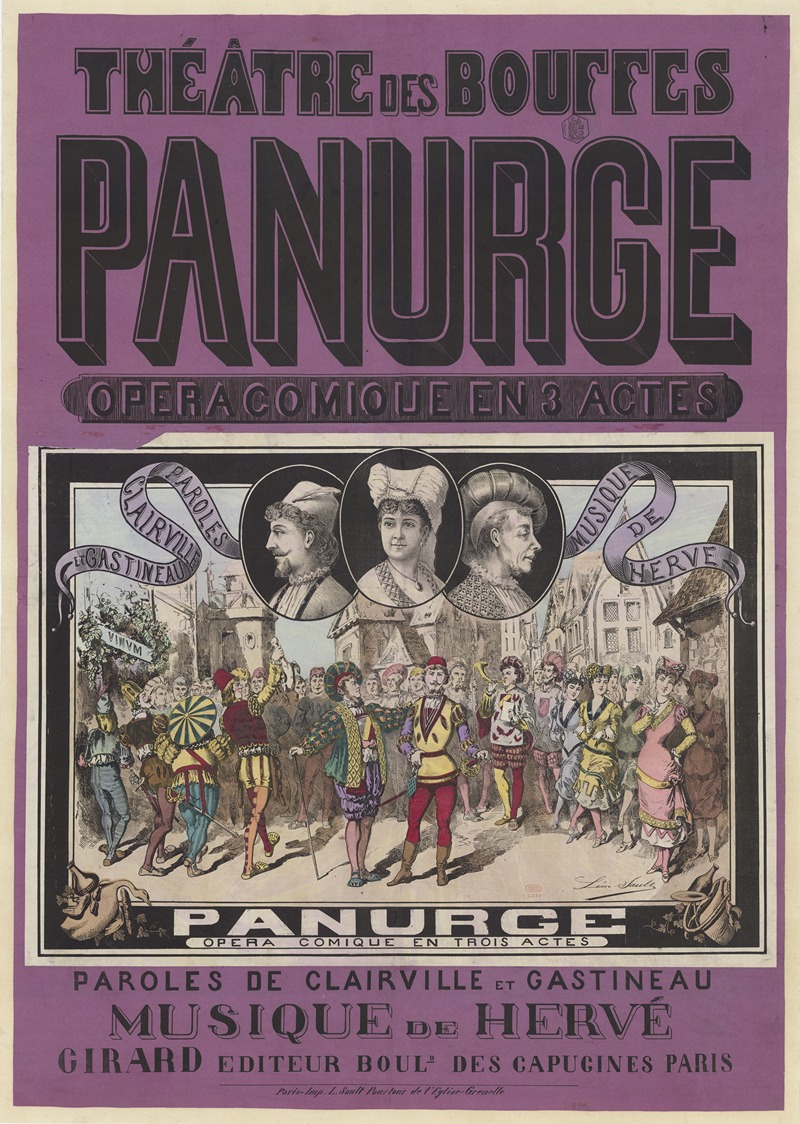 Léon Sault - Théâtre des Bouffes. Panurge, opéra comique en 3 actes