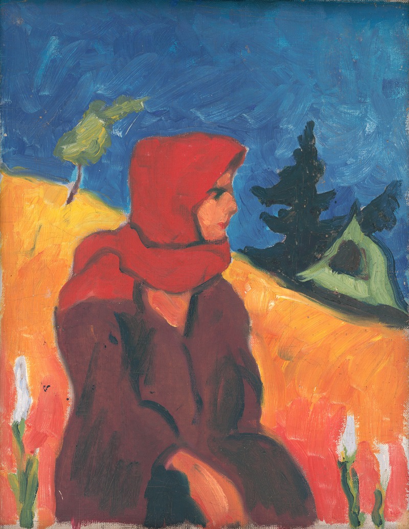 Zolo Palugyay - Village Girl in a Red Scarf