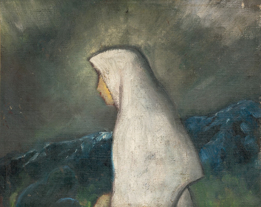 Zolo Palugyay - Woman in a White Shawl