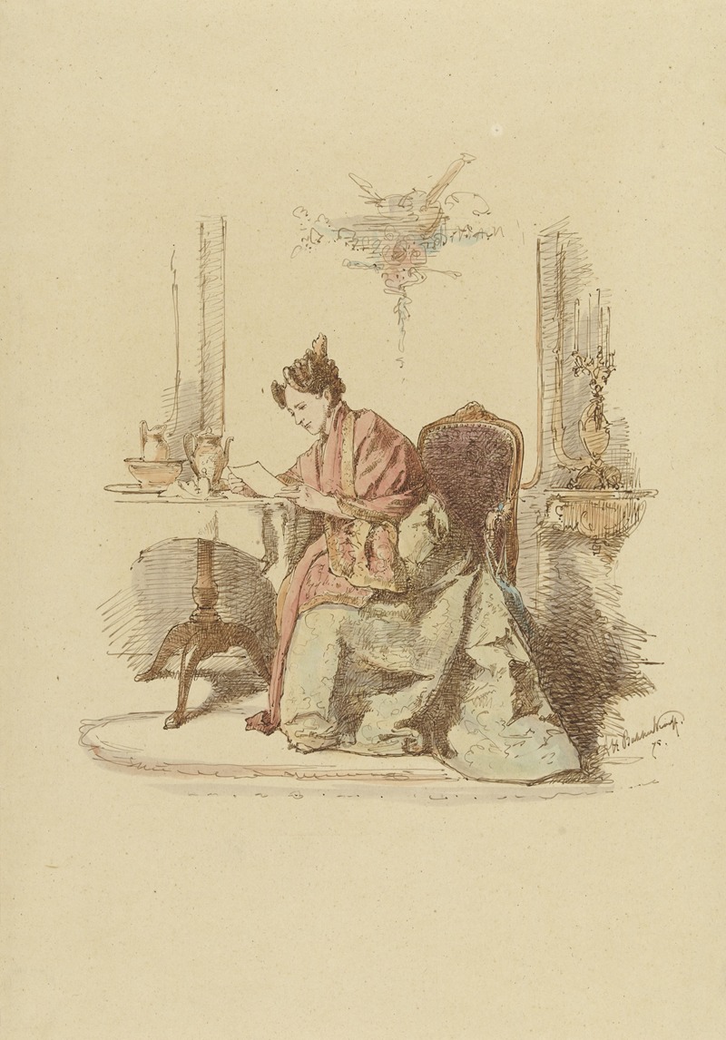 Alexander Hugo Bakker Korff - Vrouw die een brief leest aan een tafel