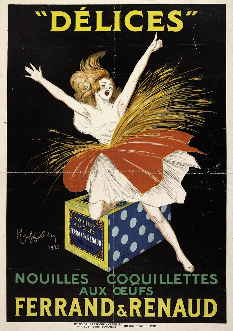 Leonetto Cappiello - Délices Nouilles coquillettes aux oeufs. Ferrand et Renaud