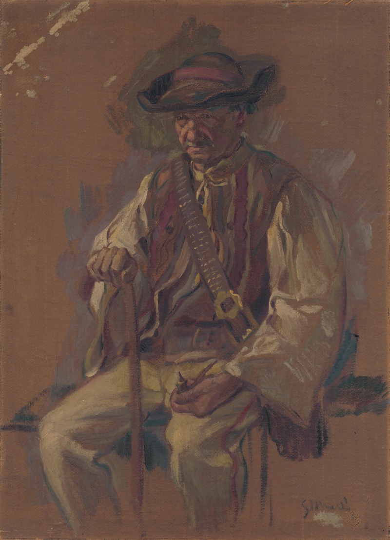 Gustáv Mallý - Portrait of a Standing Man in a Folk Costume