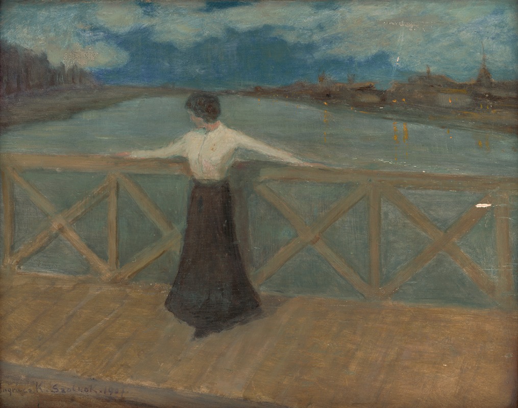 Karol Pongrácz - Woman on a Bridge