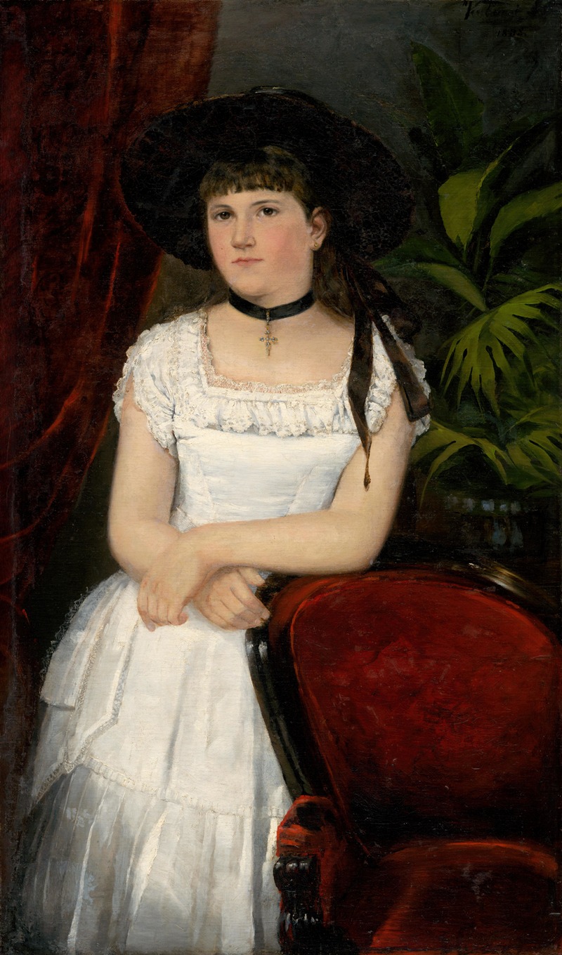 Ľudovít Kubányi - Portrait of a Girl in Black Hat