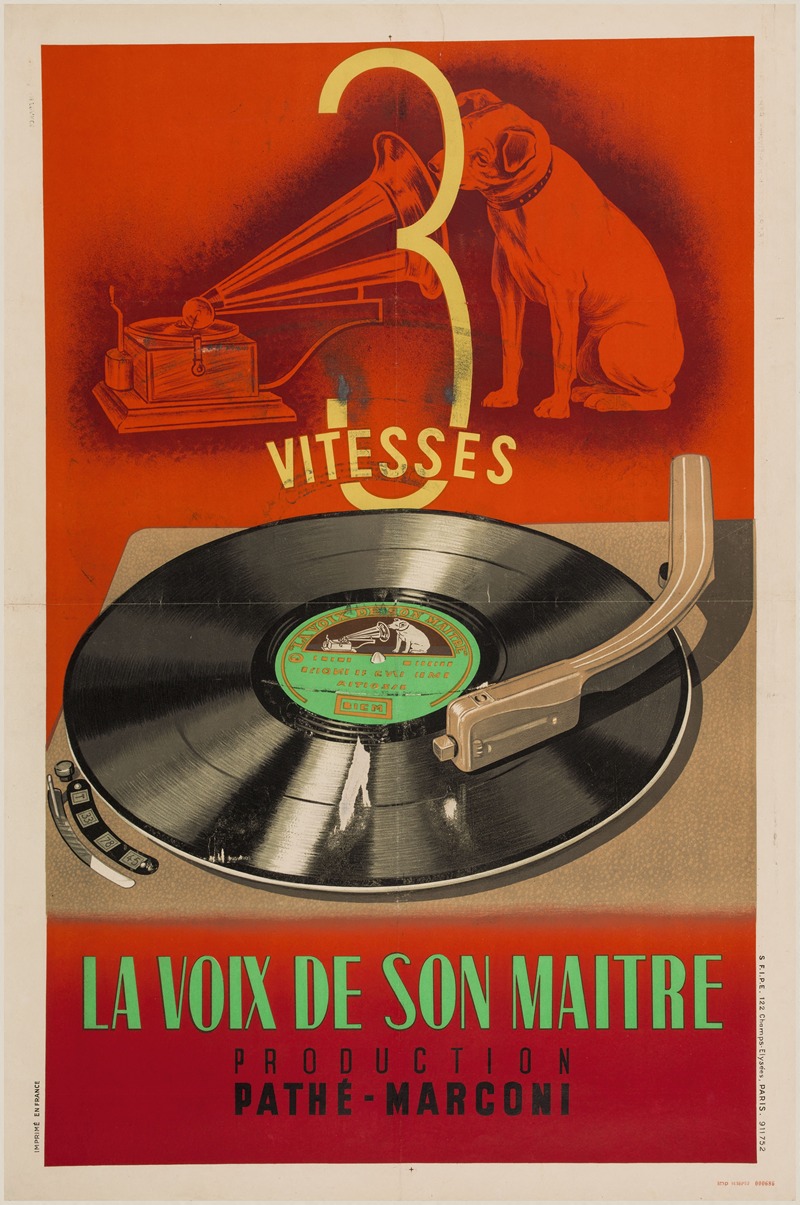 Lith. A. Lamaignère - 3 vitesses. La voix de son maître production Pathé-Marconi