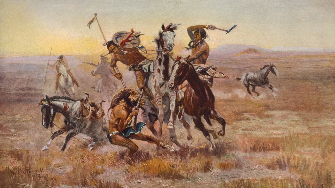 Charles Marion Russell - When Sioux and Blackfeet met