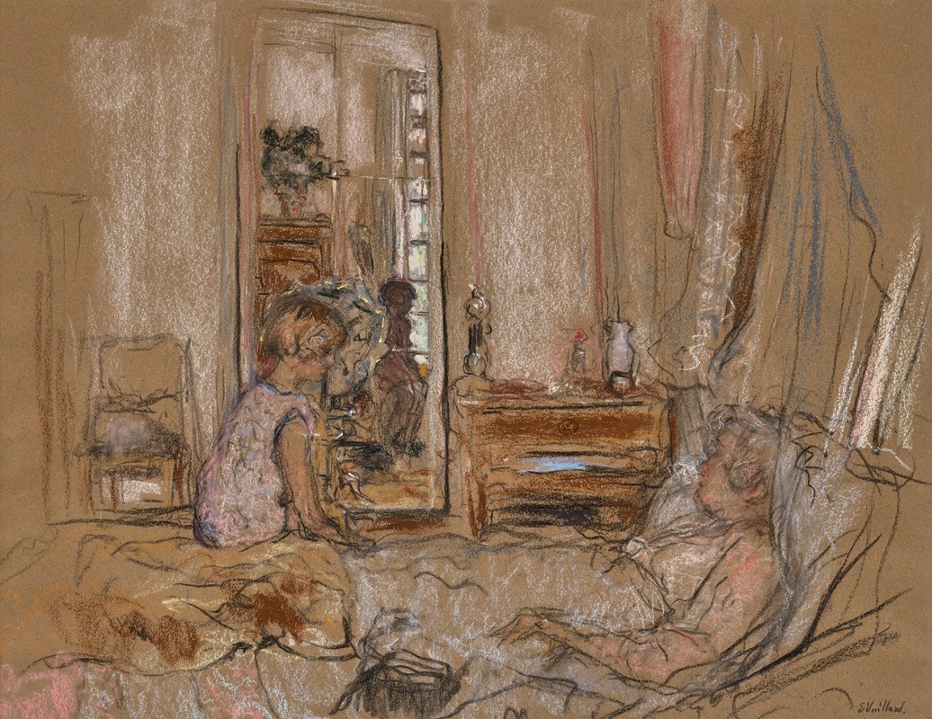 Édouard Vuillard - Lulu au chevet de Madame Hessel, au château des Clayes
