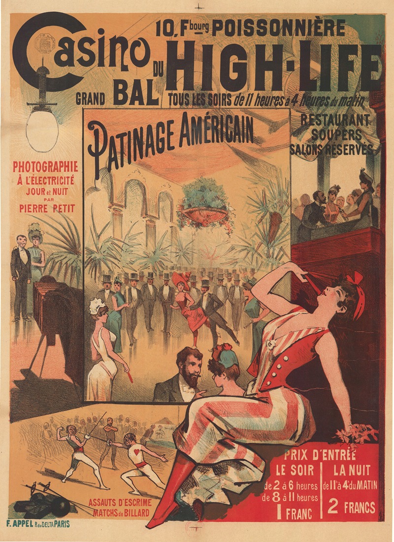 Lith. F. Appel - Casino du High-Life, 10, F(au)bourg-Poissonière. Grand bal tous les soirs de 11heures à 4 heures du matin