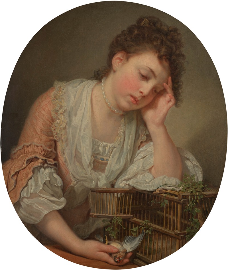 Jean-Baptiste Greuze - Une jeune fille qui pleure la mort de son oiseau (A girl weeping over her dead bird)