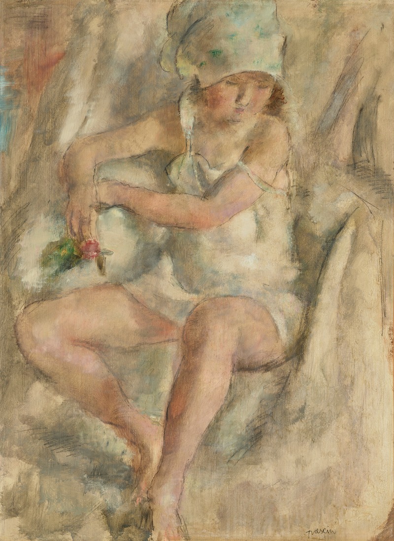 Jules Pascin - Femme au turban avec rose
