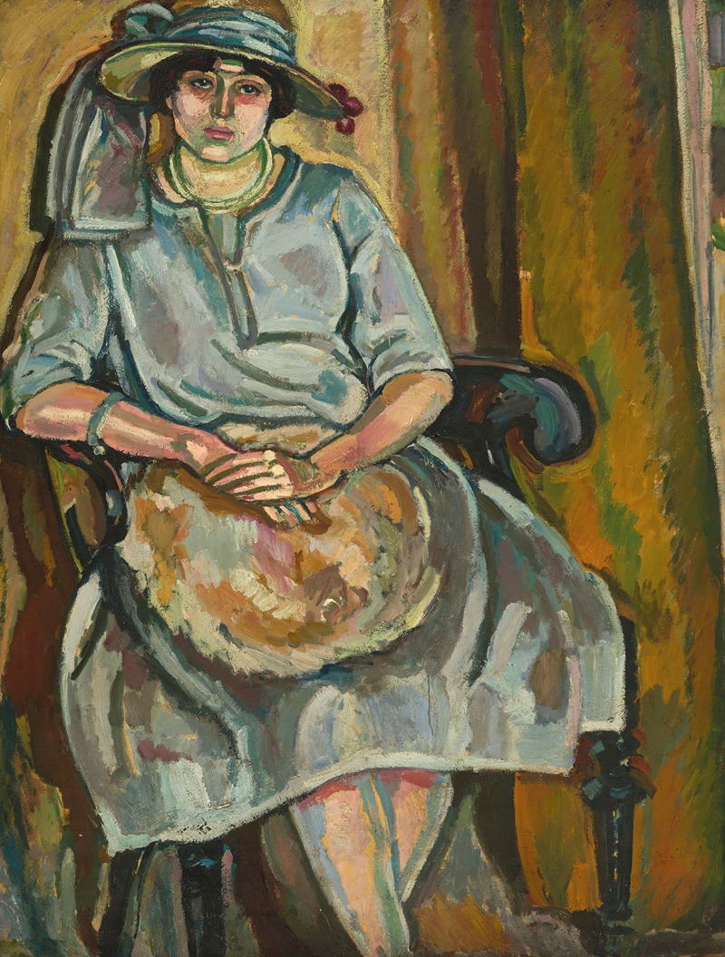 Maurice-Albert Loutreuil - Femme assise au grand chapeau