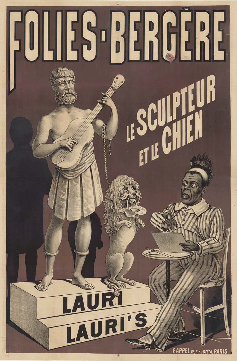 Lith. F. Appel - Folies-Bergère. Le sculpteur et le chien