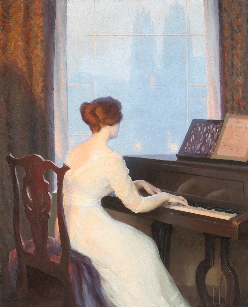 William Worcester Churchill - Girl Playing Piano