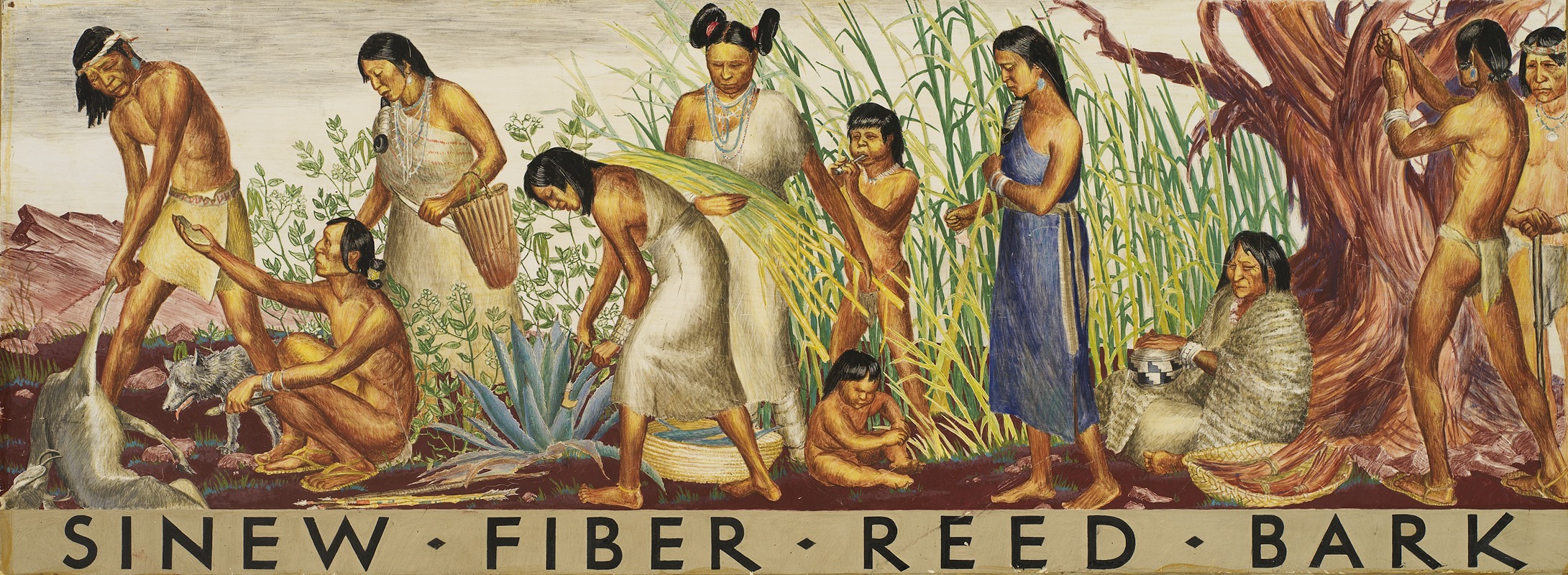 Anonymous - Sinew, Fiber, Reed, Bark (mural study)