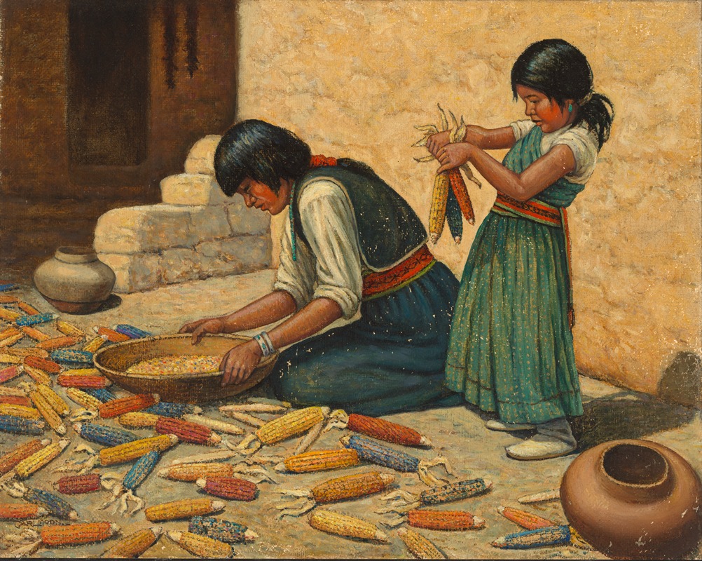 Carl Moon - Drying Corn