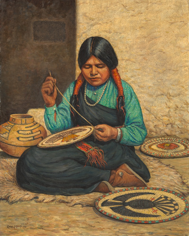 Carl Moon - Hopi Woman Weaving Plaques