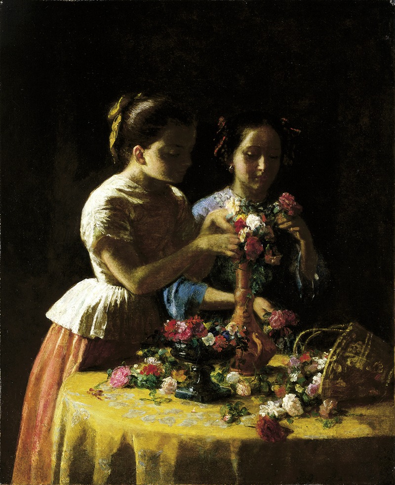 George Cochran Lambdin - Girls and Flowers