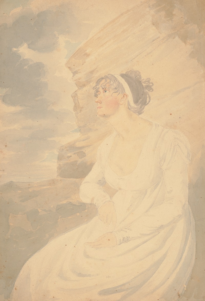 John Rubens Smith - Mrs. J.R. Smith, Elizabeth Pepperell Sanger, sitting on a rock