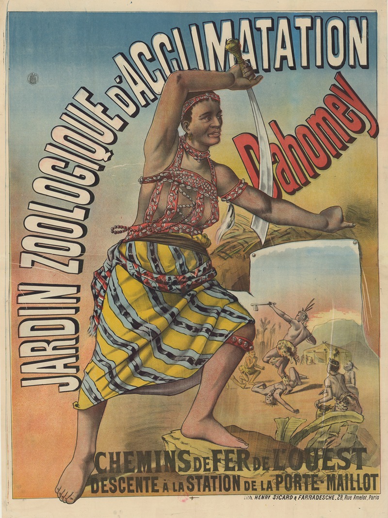 lith. Henry Sicard & Farradesche - Jardin Zoologique d’Acclimatation, Dahomey. Chemin de Fer de l’Ouest